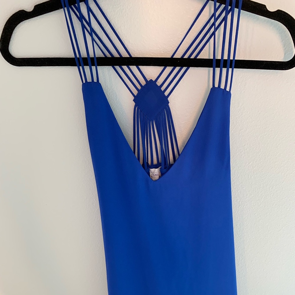 Blue sleeveless dress